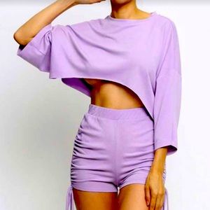 Women two piece crop top with shorts